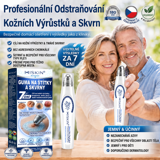 HISKIN® 7DNÍ Guma na štítky a skvrny – Cílí na kožní výrůstky, bradavice a nedokonalosti pleti – Roll-on pro cílenou péči