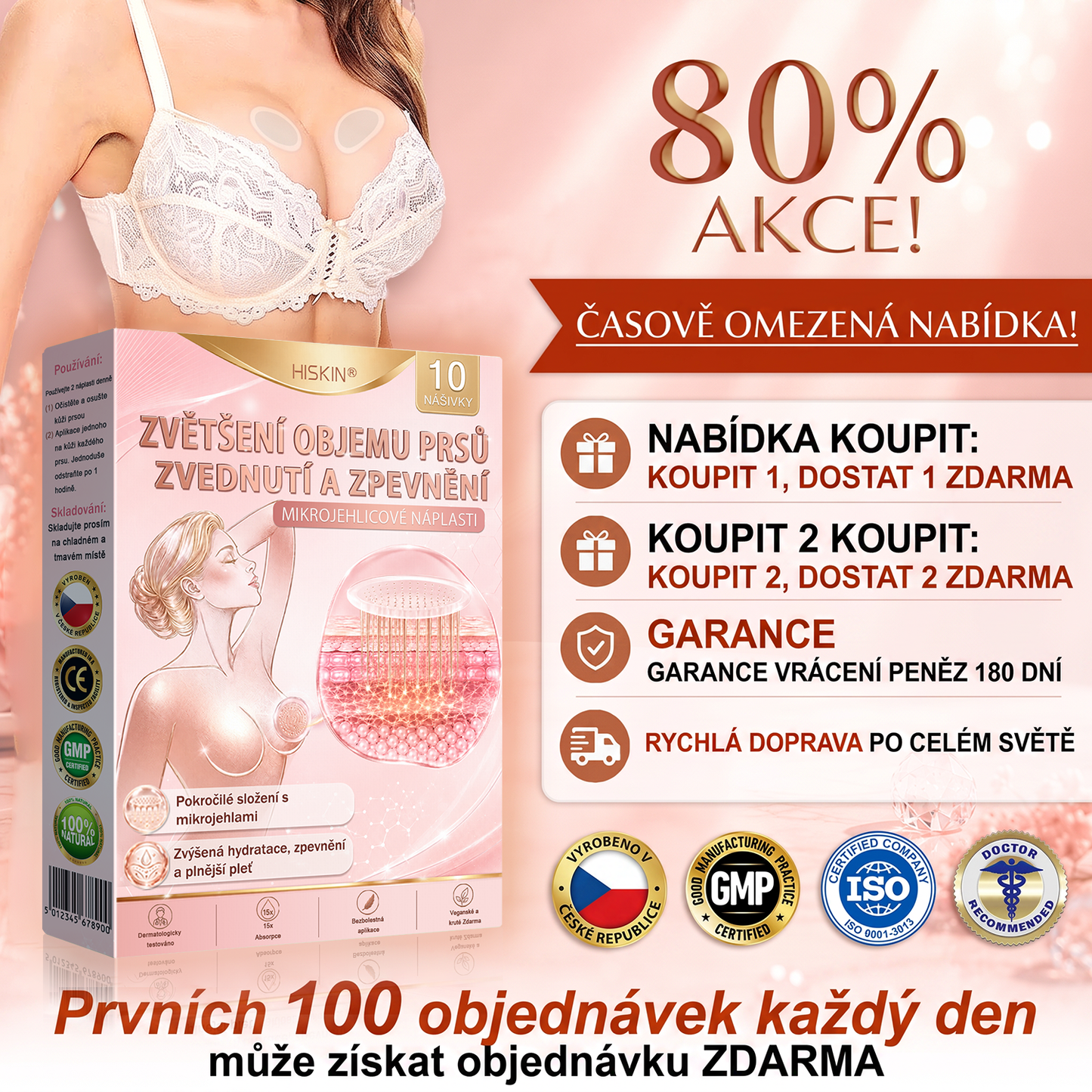 💬HISKIN® Mikroneedlová náplast pro podporu objemu, lifting a pevnost prsou