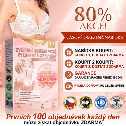 💬HISKIN® Mikroneedlová náplast pro podporu objemu, lifting a pevnost prsou