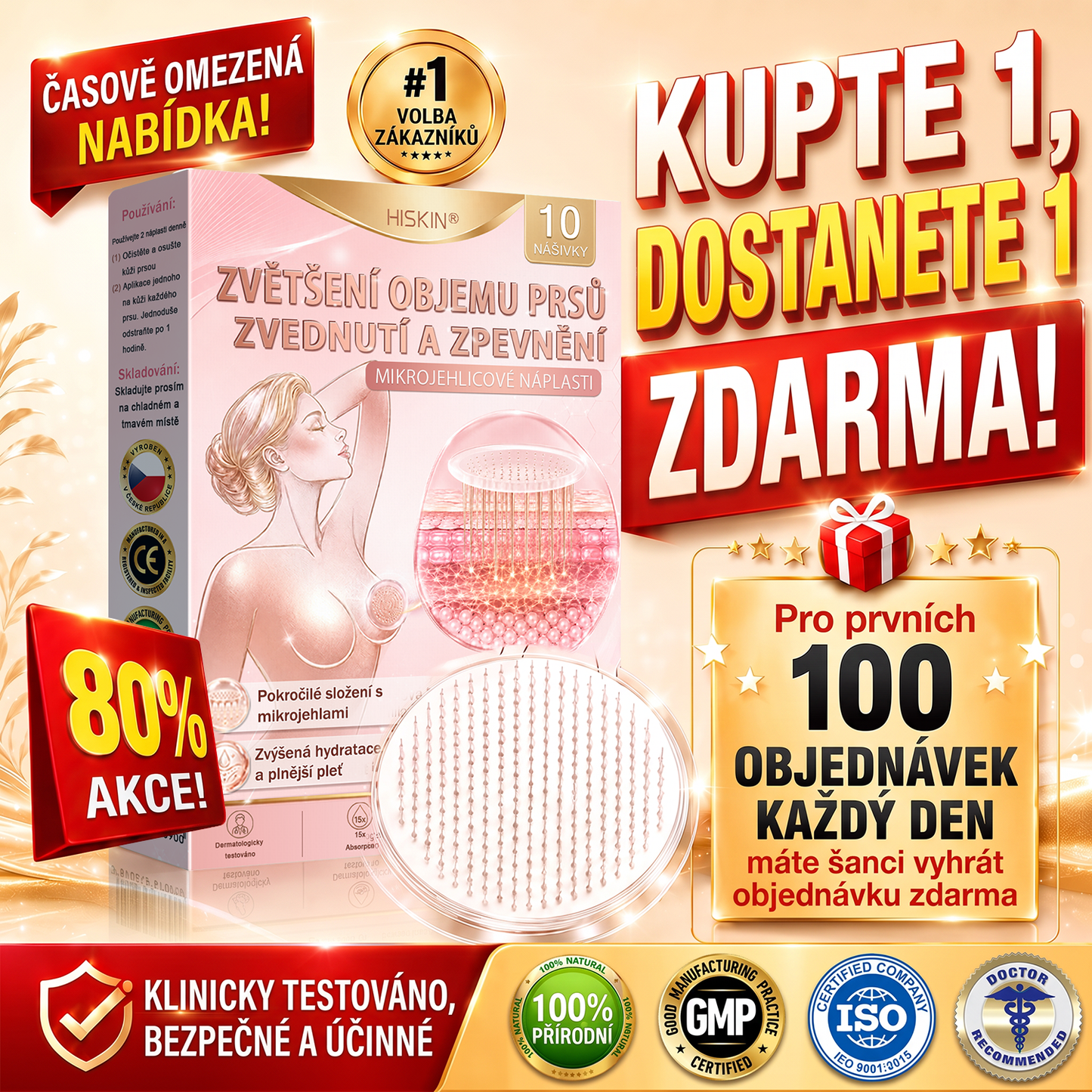 💬HISKIN® Mikroneedlová náplast pro podporu objemu, lifting a pevnost prsou