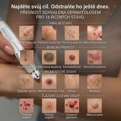 HISKIN® 7DNÍ Guma na štítky a skvrny – Cílí na kožní výrůstky, bradavice a nedokonalosti pleti – Roll-on pro cílenou péči