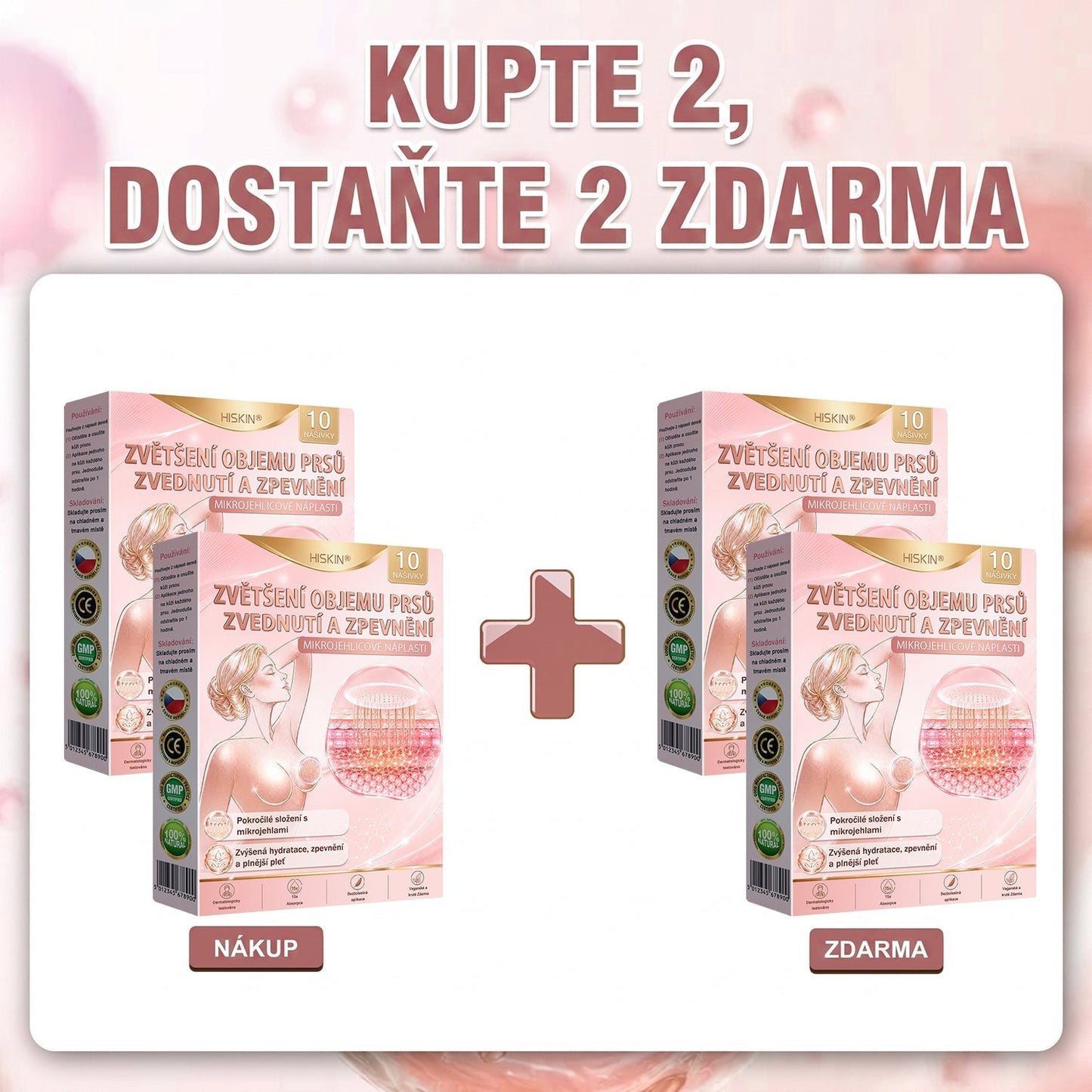💬HISKIN® Mikroneedlová náplast pro podporu objemu, lifting a pevnost prsou