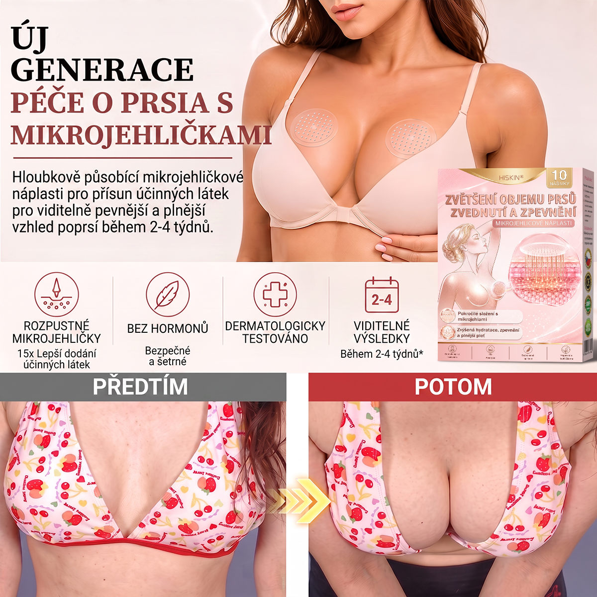 💬HISKIN® Mikroneedlová náplast pro podporu objemu, lifting a pevnost prsou