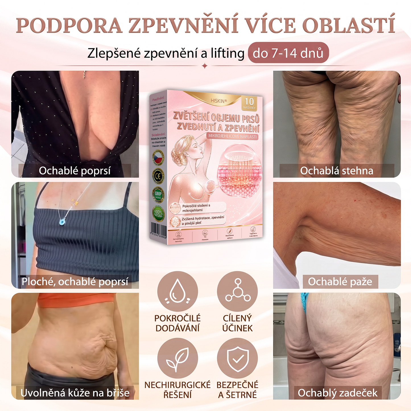 💬HISKIN® Mikroneedlová náplast pro podporu objemu, lifting a pevnost prsou